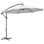 Zweefparasol wit met parasolvoet met betonnen tegels, Tuin en Terras, Parasols, Ophalen, Gebruikt, Zweefparasol