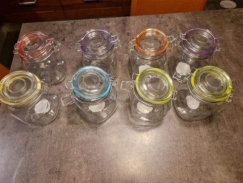 Bocaux de conservation carrés de 1 litre, Huis en Inrichting, Keuken | Servies, Zo goed als nieuw, Overige typen, Glas, Ophalen of Verzenden
