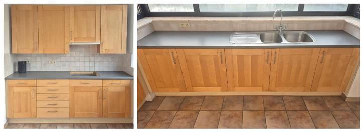 Keukenkasten, Huis en Inrichting, Keuken | Keukenelementen, Gebruikt, 150 tot 200 cm, 200 cm of meer, 50 tot 75 cm, Bruin, Ophalen