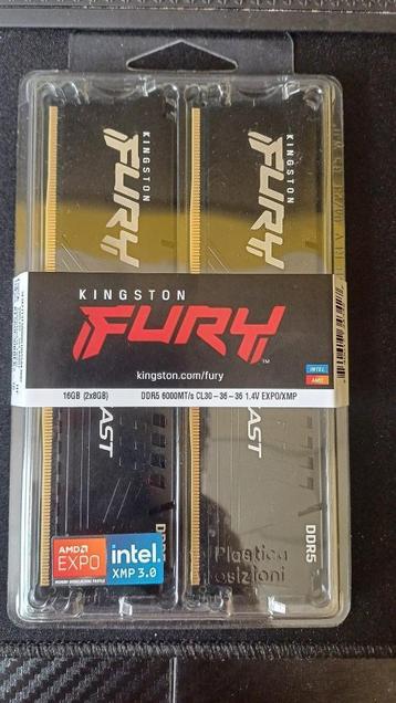 Kingston Furry 2x8gb (16gb) DDR5 6000Mhz CL 30 Scellé, Informatique & Logiciels, Mémoire RAM, Neuf, Enlèvement ou Envoi, Desktop