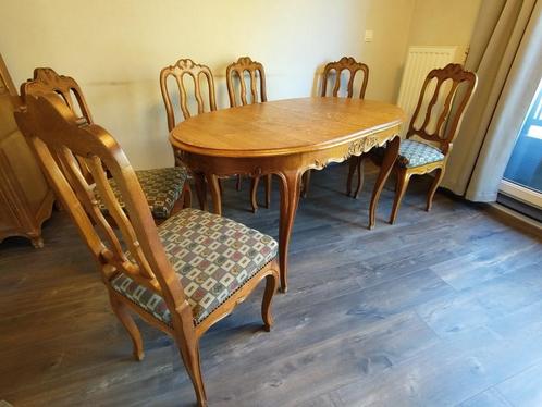 Tafel en stoelen, Huis en Inrichting, Tafels | Eettafels, Gebruikt, 50 tot 100 cm, 50 tot 100 cm, Vijf personen of meer, Ovaal