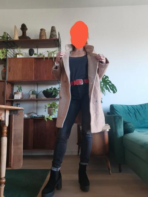 Wollen mantel, Kleding | Dames, Jassen | Winter, Zo goed als nieuw, Maat 38/40 (M), Beige, Ophalen of Verzenden