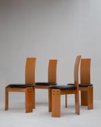 Set van 4 vintage Italiaanse stoelen, Mario Marenco, Huis en Inrichting, Gebruikt, Bruin, Art deco, Hout