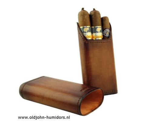 SK04VB ADORINI  SIGARENKOKER - VINTAGE ECHT LEER - BRUIN, Verzamelen, Rookartikelen, Aanstekers en Luciferdoosjes, Nieuw, Tabaksdoos of Verpakking