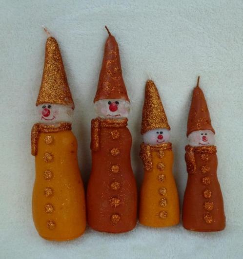 kerstversiering kerstmis kaars sneeuwman 4 stuks, Diversen, Kerst, Nieuw, Ophalen of Verzenden