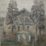 Pierre Van Humbeeck (1891-1964): Biddend bij het Kruis 65x66, Antiek en Kunst, Ophalen of Verzenden