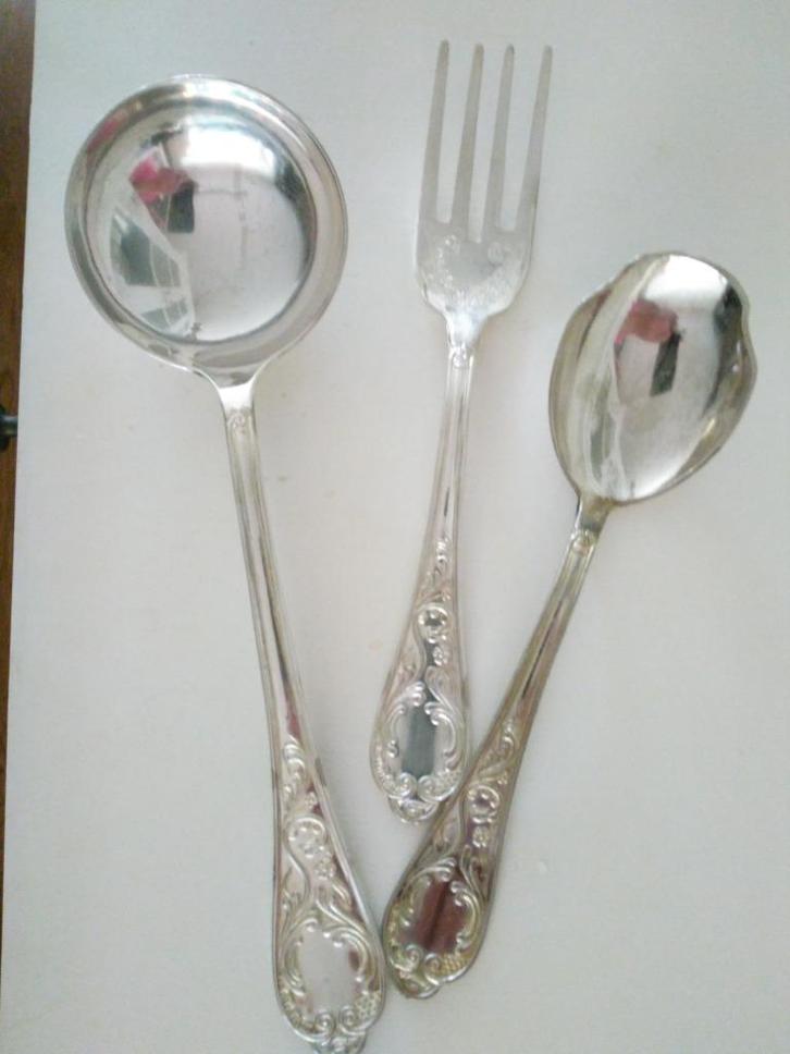 51-delig 12 persoon verzilverd ROCOCO Louis XIV barok bestek, Antiek en Kunst, Antiek | Bestek, Ophalen