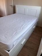 Ikea Brimnes bedframe met opberger en bedeinde én ladekast, Huis en Inrichting, Ophalen, Wit, 140 cm, Zo goed als nieuw