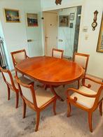 Klassieke uitschuifbare eettafel met 6 stoelen kersenhout, Ophalen, Gebruikt, Vijf personen of meer, Kersenhout