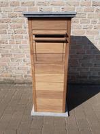 pakketbrievenbus in afrormosia hout en arduin, Ophalen, Nieuw, Hout, Staande brievenbus