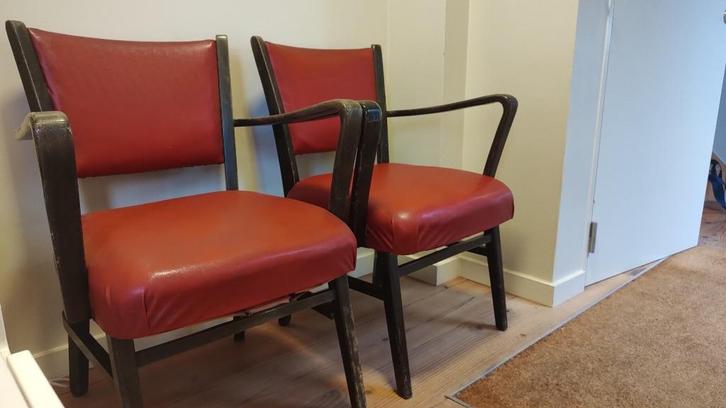 Retro zeteltjes 2 stuks, Huis en Inrichting, Fauteuils, Gebruikt, Hout, Kunststof, 50 tot 75 cm, Minder dan 75 cm, Ophalen