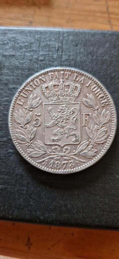 5 FRANCS BELGE 1873 (protège31mm), Timbres & Monnaies, Monnaies | Belgique, Enlèvement ou Envoi