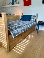 Lit simple avec sous-lit en chêne intégral marque Flamant, 100 cm, Volle eik, Beige, Une personne