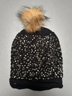 New zwarte muts met pompon en strass steentjes, Sans marque, Ophalen of Verzenden, Nieuw, Muts
