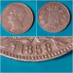 België 5 frank zilver Leopold II 1858 - rare, Zilver, Ophalen of Verzenden, Losse munt, Zilver