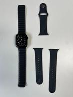 Apple Watch Serie 8 41mm Midnight Aluminium + Leather Link, Blauw, IOS, Nieuw, Ophalen of Verzenden