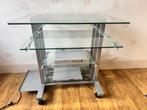 Glazen TV-meubel / hifi-kast op wieltjes – stevig & stijlvol, Huis en Inrichting, Ophalen, Gebruikt, Glas