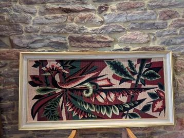 Canevas/tapisserie vintage "L'Oiseau Rouge" - Années 70 beschikbaar voor biedingen