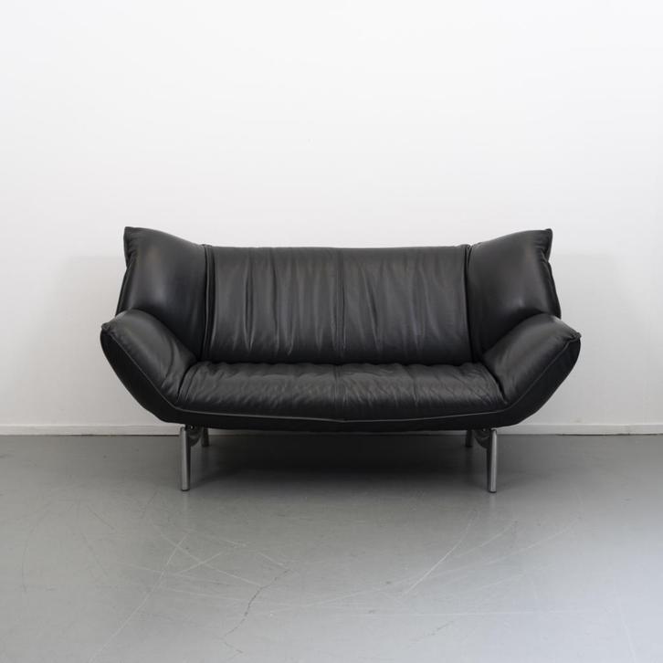 ACTIE!! 2x Leolux Tango 2-zits/192cm Bank Zwart Leer, Huis en Inrichting, Zetels | Voetbanken en poefs, Gebruikt, 125 cm of meer