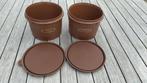 Tupperware - 2 bruine potten - D 15 cm - H 10,5 cm, Ophalen of Verzenden