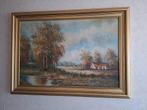 Schilderij vijver met boerderij, Antiek en Kunst, Ophalen