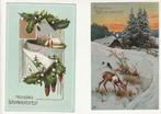 Lot 2 kaarten Kerstmis Froliches Weinachtsfest Relief, Verzamelen, Postkaarten | Themakaarten, Verzenden, Gelopen, Feest(dag)