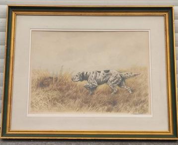 Lithographie chien de chasse signe jean renard beschikbaar voor biedingen