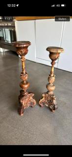 2 houten kandelaars 17e eeuw, Antiek en Kunst, Ophalen, Overige materialen