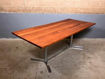 Vintage Eettafel Chroom Massief kersen industrieel beschikbaar voor biedingen