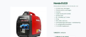 nieuwe Honda EU22I DRAAGBAAR 2200W 21 KG 53 DB 220 _12V 2.2  beschikbaar voor biedingen