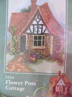 motif point de croix - Liliput Lane - pots de fleurs cottage, Hobby & Loisirs créatifs, Broderie & Machines à broder, Patron, Broderies à la main