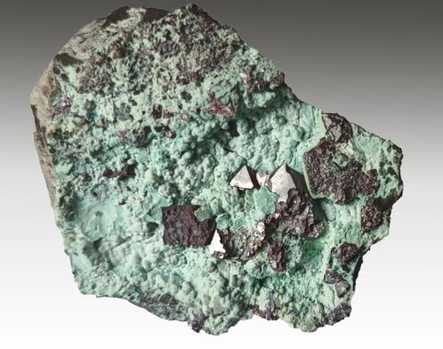 CUPRIET kristallen op Chrysocolla uit Katanga., Verzamelen, Mineralen en Fossielen, Mineraal, Ophalen of Verzenden