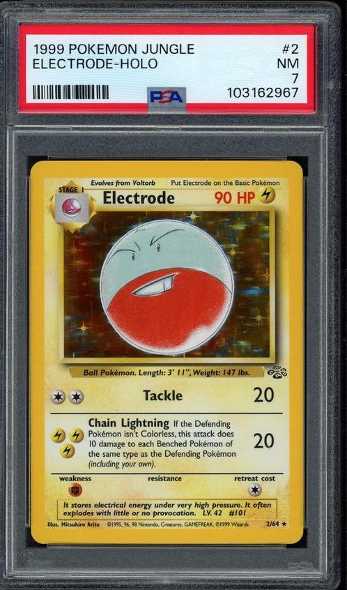 Electrode Holo PSA 7 - 2/64 - Jungle 1999, Hobby en Vrije tijd, Verzamelkaartspellen | Pokémon, Zo goed als nieuw, Losse kaart