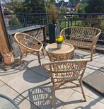 Bamboe rotan loungeset, incl. 4 kussens, Tuin en Terras, Ophalen, Gebruikt, Rotan, Loungeset