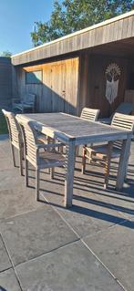 Tuinset teak met 4 stoelen. 180x90, Ophalen, Gebruikt, Tuinset