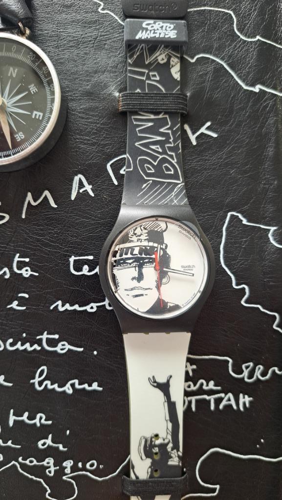 Montre Swatch Corto Maltese N/B (édition limitée) 2007, Handtassen en Accessoires, Horloges | Heren, Nieuw, Polshorloge, Swatch