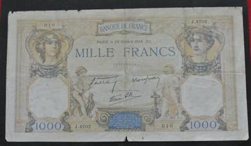 Billet de 1000 Fr de la France de 1938