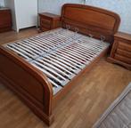 2persbed met lattenbodem en 2 nachtkastjes in donkere teak, Ophalen, Zo goed als nieuw, Tweepersoons, Alle tijden