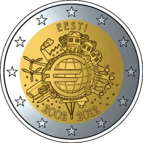 2 euro Estland 2012 - 10 jaar euro (UNC), Postzegels en Munten, Munten | Europa | Euromunten, Losse munt, 2 euro, Estland, Ophalen of Verzenden