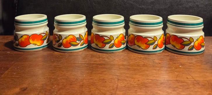 Vintage Emsa Eierdopjes met retro motief, Antiek en Kunst, Antiek | Keukengerei, Ophalen of Verzenden