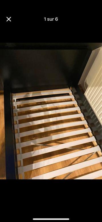 2 lits ikea noir + 2 sommier, Une personne, Enlèvement, Utilisé, 200 cm