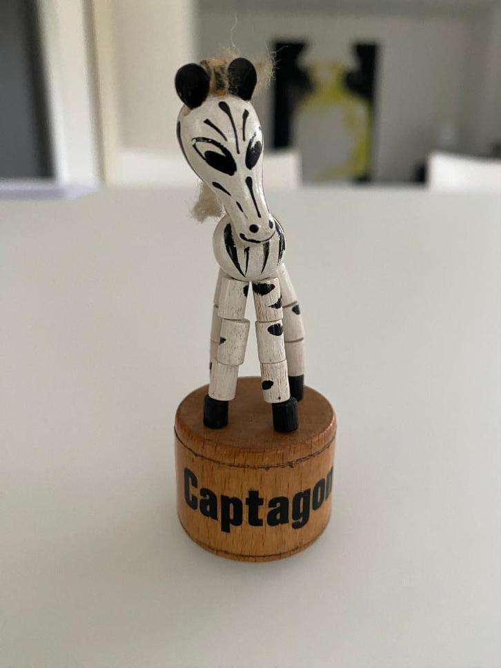 Vintage SILTOYS Wooden Push Button Toy Giraf Jaren 70, Antiek en Kunst, Curiosa en Brocante, Ophalen of Verzenden