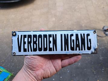 Oud emaille bordje verboden ingang beschikbaar voor biedingen