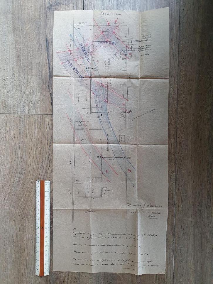 Manuscript Plan Antwerpen Van Artveldestraat J. Waterreus, Antiquités & Art, Antiquités | Livres & Manuscrits, Envoi