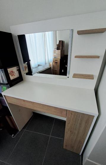 Make-uptafel glamour met verlichting - wit/eik beschikbaar voor biedingen