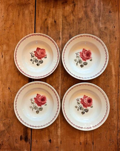 Set van 4 vintage Badonviller ️ diepe borden, Antiek en Kunst, Antiek | Servies los, Ophalen of Verzenden