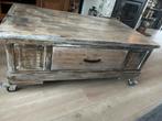 Salontafel met opbergruimte en op wielen, Ophalen