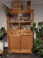 Houten vitrinekast met schuifdeuren, Huis en Inrichting, Kasten | Buffetkasten, Ophalen, Gebruikt