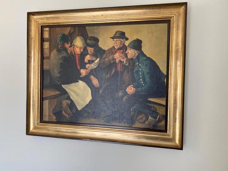 Dit schilderij toont 5 mannen., Antiek en Kunst, Kunst | Schilderijen | Klassiek, Ophalen