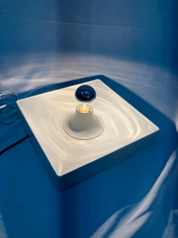 Vintage witte ijzeren vierkante wandlamp van Solken Leuchten, Huis en Inrichting, Lampen | Wandlampen, Gebruikt, Ophalen of Verzenden